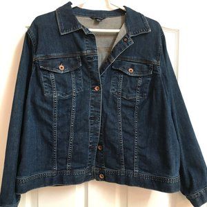 denim stretch jacket, ladies, 1X, Lands End, preowned, excellent condition